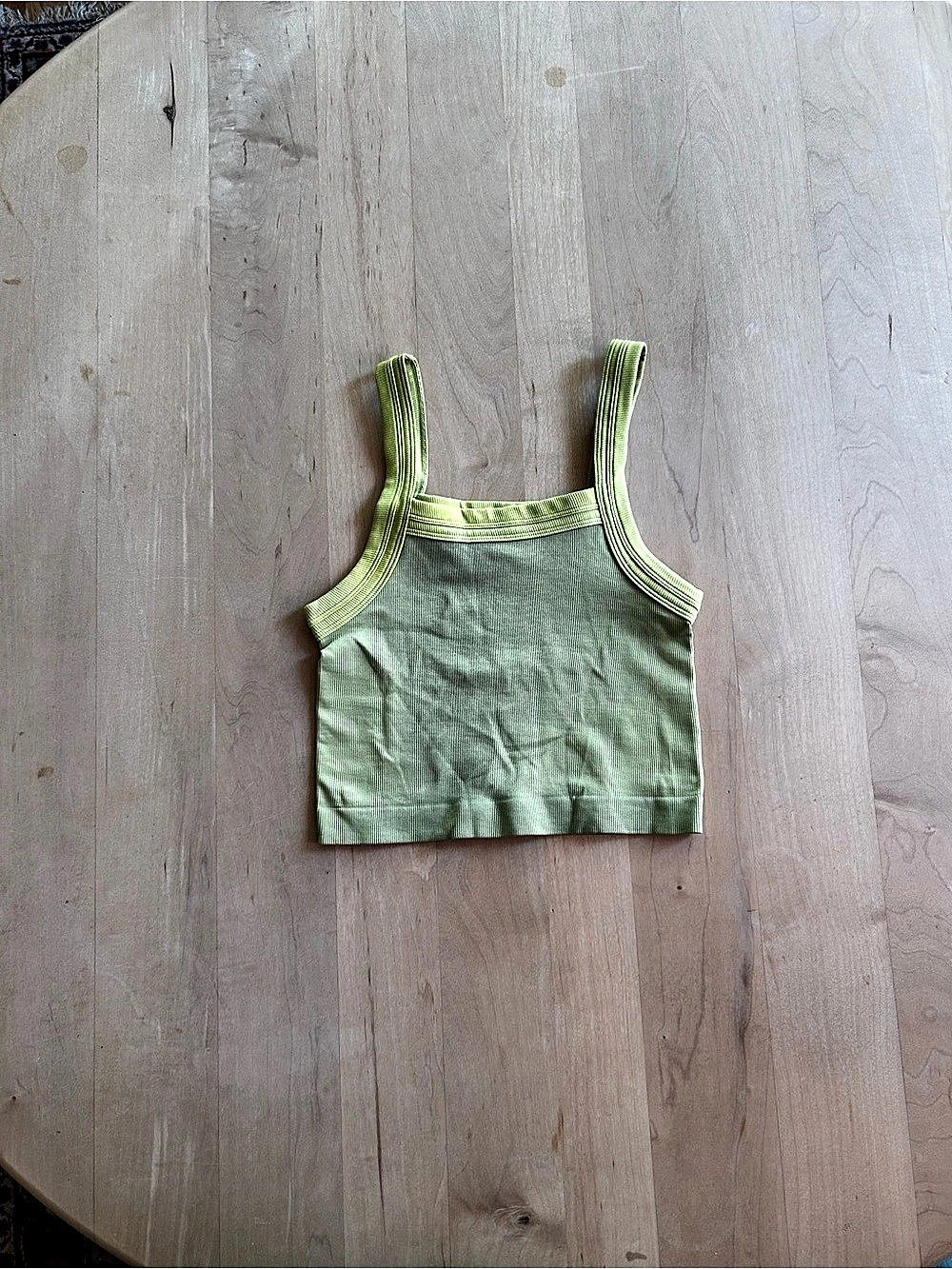 Out from under Green Ribbed Cropped Tank Top